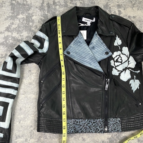 NWT Elizabeth and James Erwan Hand Painter Leather Biker Jacket Sz XS - Picture 7 of 16